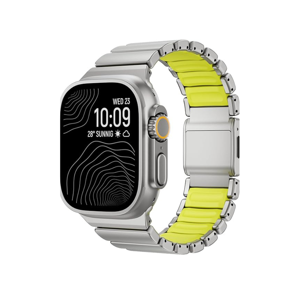 Titanium green Luxury Titanium Dual Layer Silicone Magnetic Link Bands By Shopyholy Compatible For Apple Watch