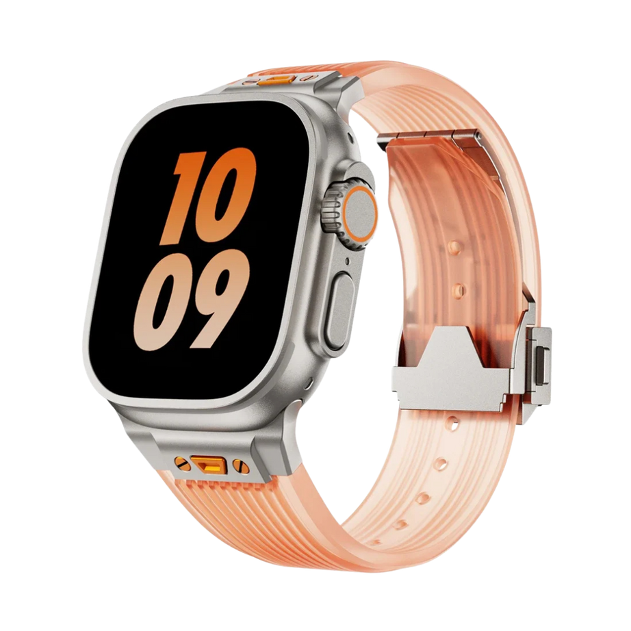 Orange Transparent Luxury Hublot Style Band By Shopyholy Compatible For Apple Watch
