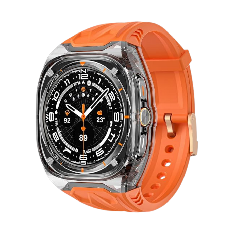 Orange B Transparent Rugged Case with Silicone Band for Samsung Galaxy Watch Ultra 47mm
