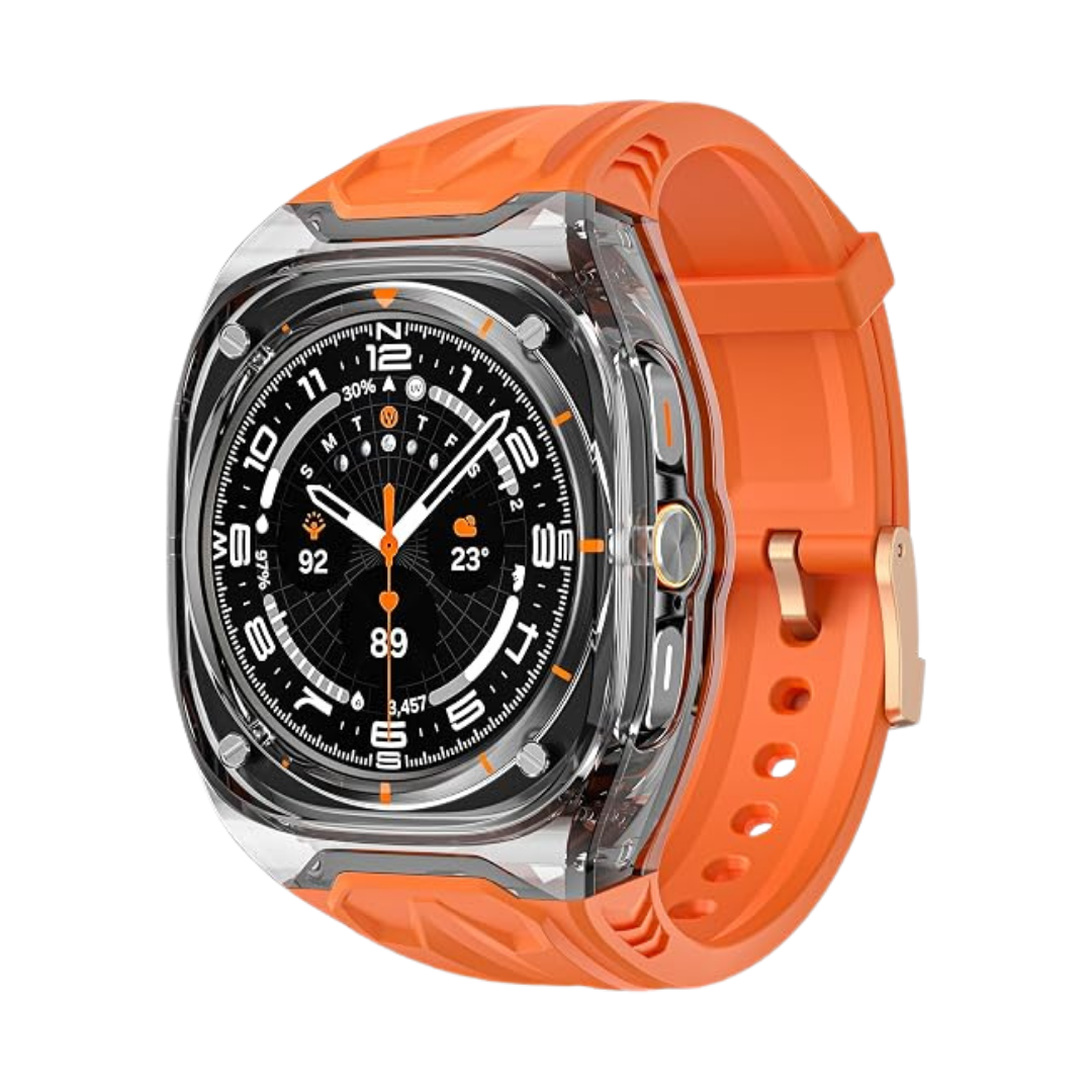 Orange B Transparent Rugged Case with Silicone Band for Samsung Galaxy Watch Ultra 47mm