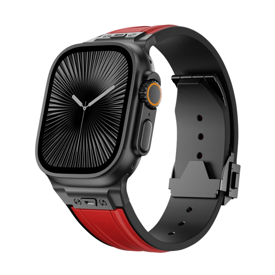 Red B Luxury Mechanical Slicone Sports Band By Shopyholy Compatible For Apple Watch
