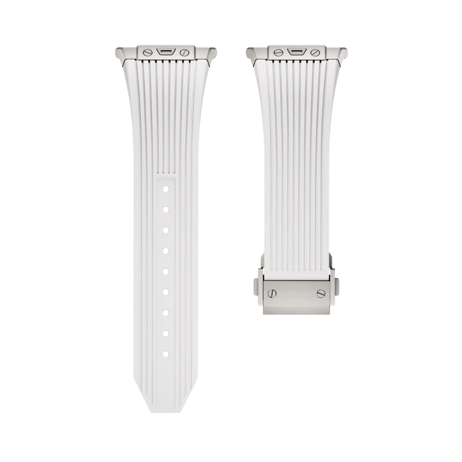 White Luxury Galaxy Watch Ultra 47mm Silicone Band with Folding Clasp