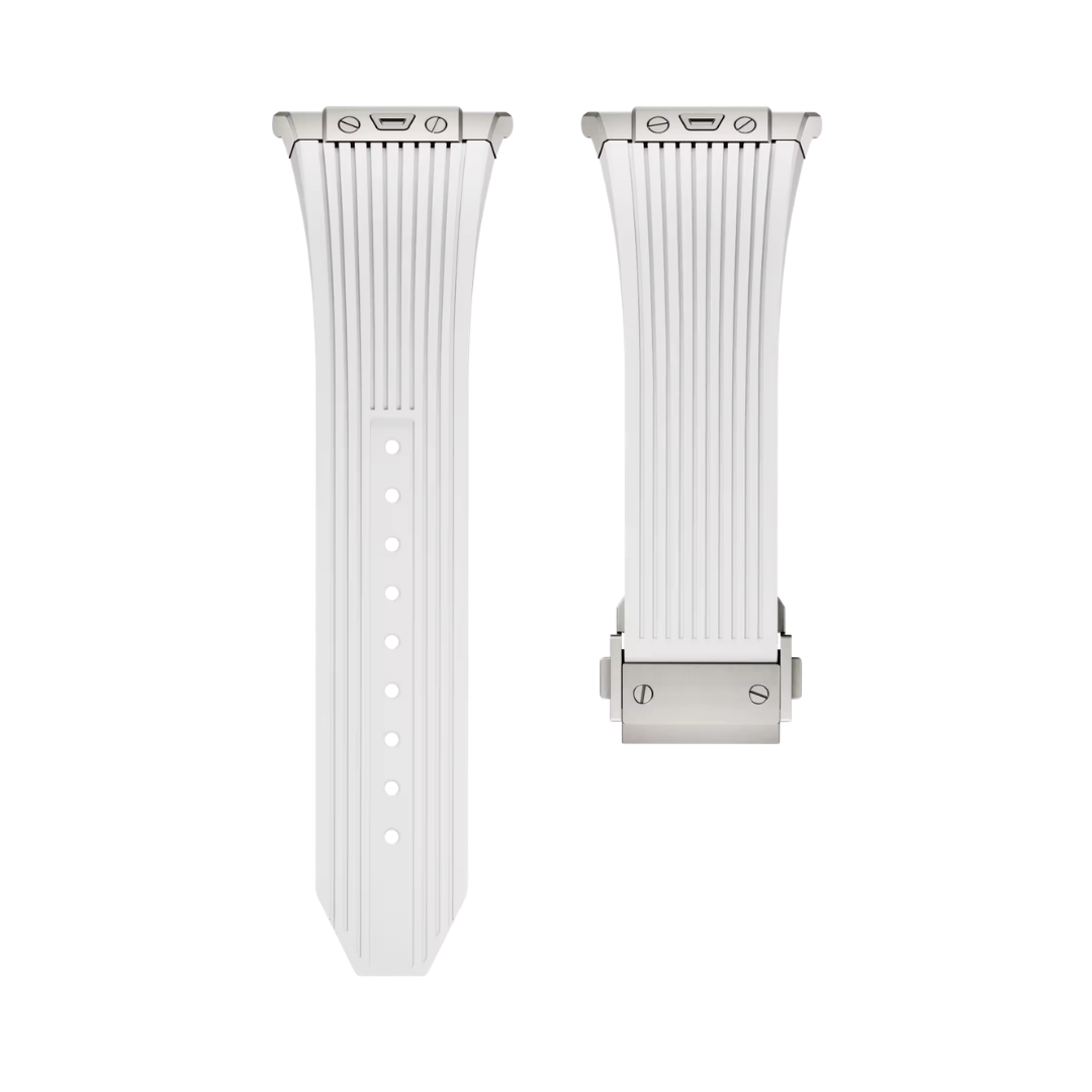 White Luxury Galaxy Watch Ultra 47mm Silicone Band with Folding Clasp