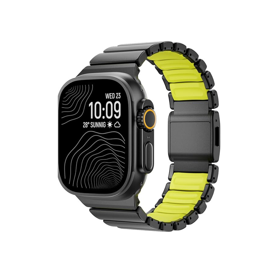 Black green Luxury Titanium Dual Layer Silicone Magnetic Link Bands By Shopyholy Compatible For Apple Watch