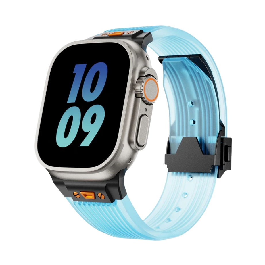 Blue Transparent B Luxury Hublot Style Band By Shopyholy Compatible For Apple Watch