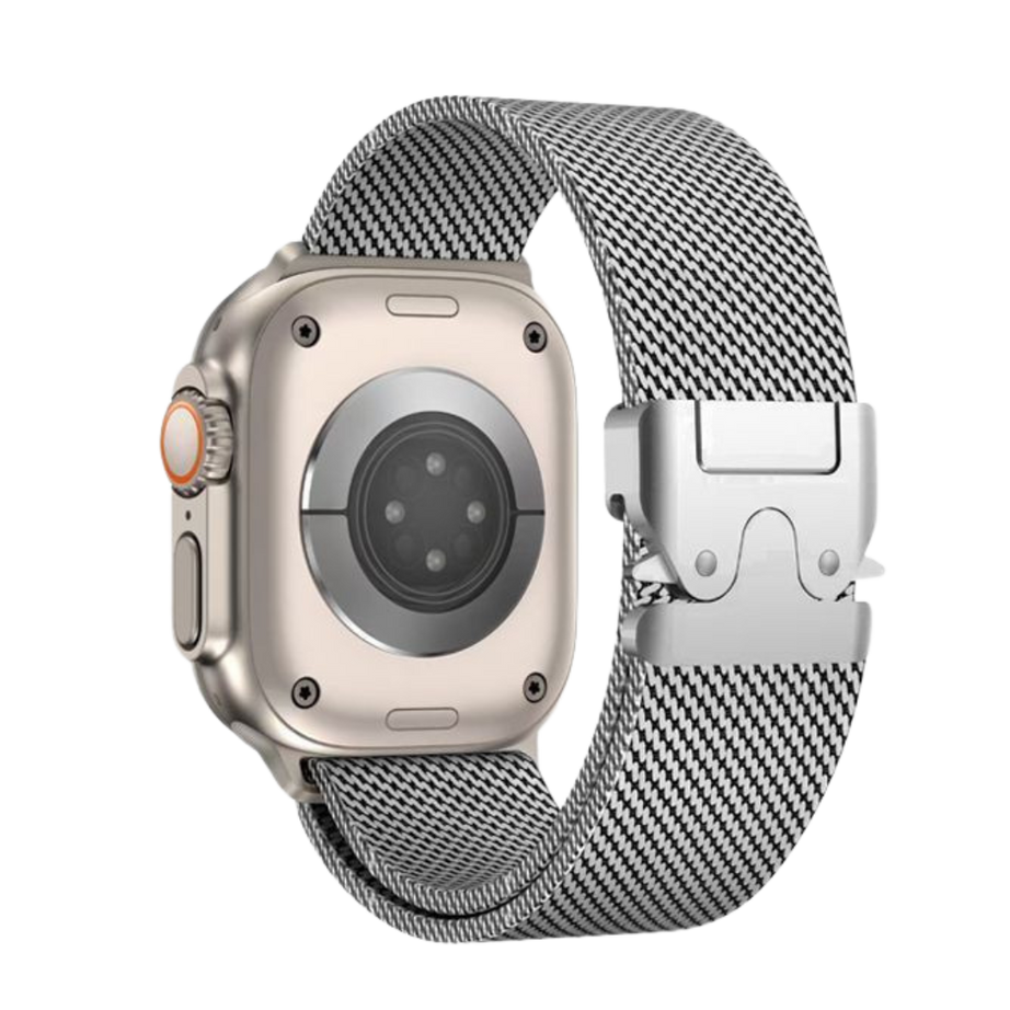 Silver Luxury Titanium Milanese Loop By Shopyholy Compatible For Apple Watch