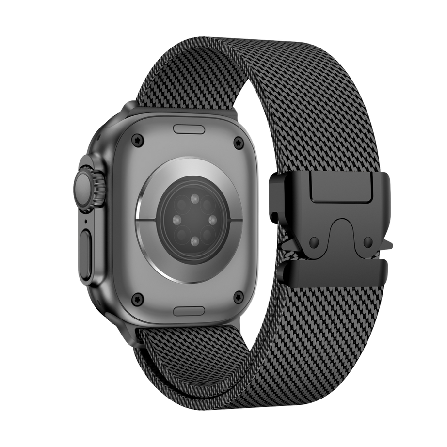 Black Luxury Titanium Milanese Loop By Shopyholy Compatible For Apple Watch