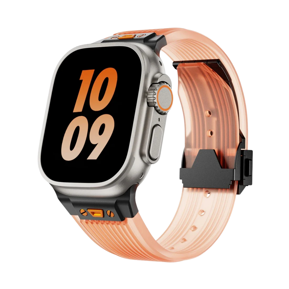 Orange Transparent B Luxury Hublot Style Band By Shopyholy Compatible For Apple Watch