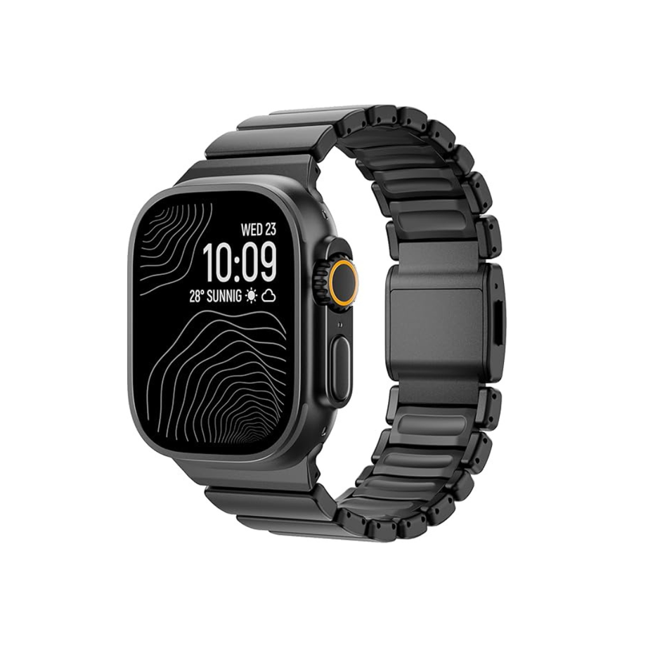 Full Black Luxury Titanium Dual Layer Silicone Magnetic Link Bands By Shopyholy Compatible For Apple Watch