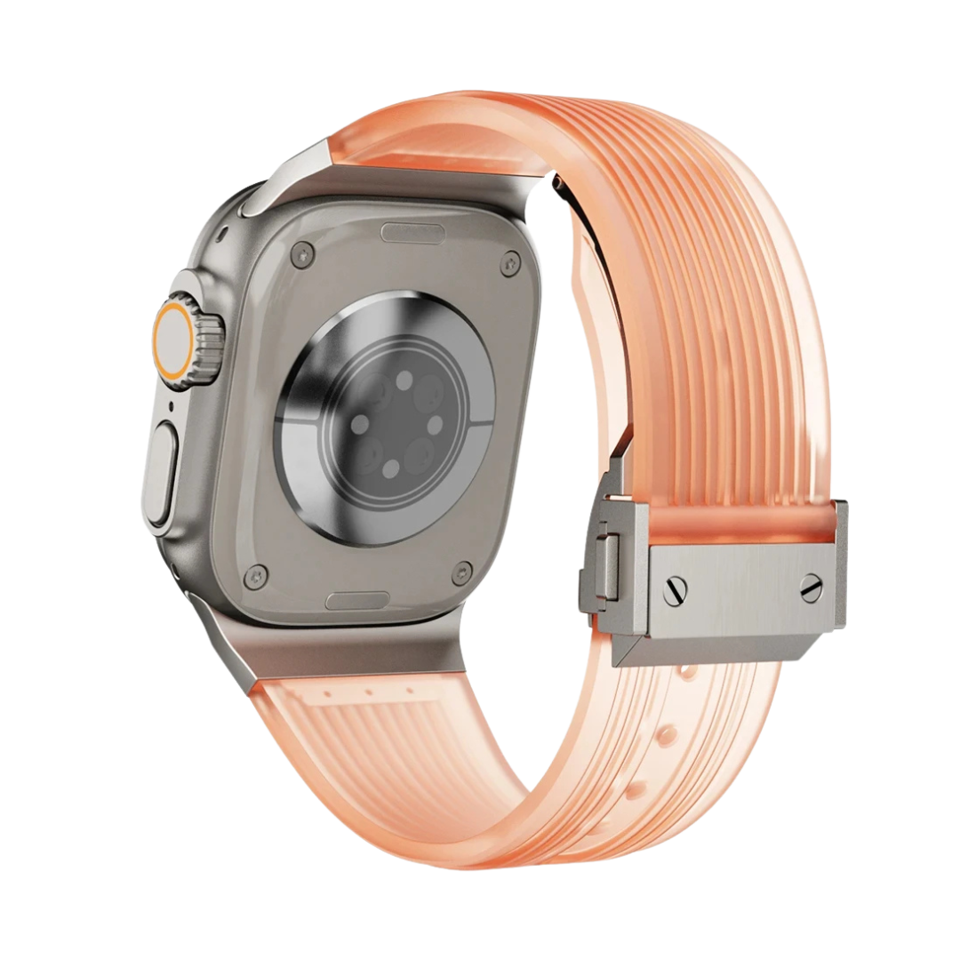 Orange Transparent Luxury Hublot Style Band By Shopyholy Compatible For Apple Watch