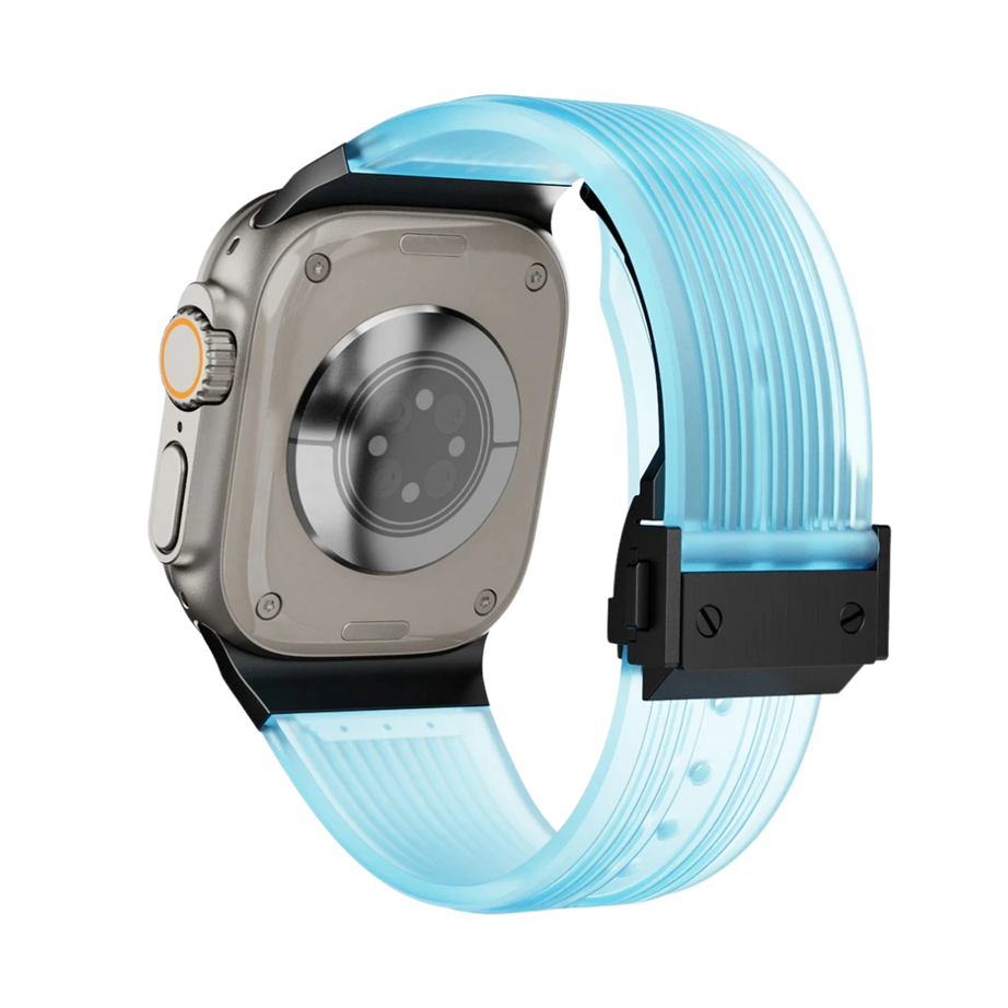 Blue Transparent B Luxury Hublot Style Band By Shopyholy Compatible For Apple Watch