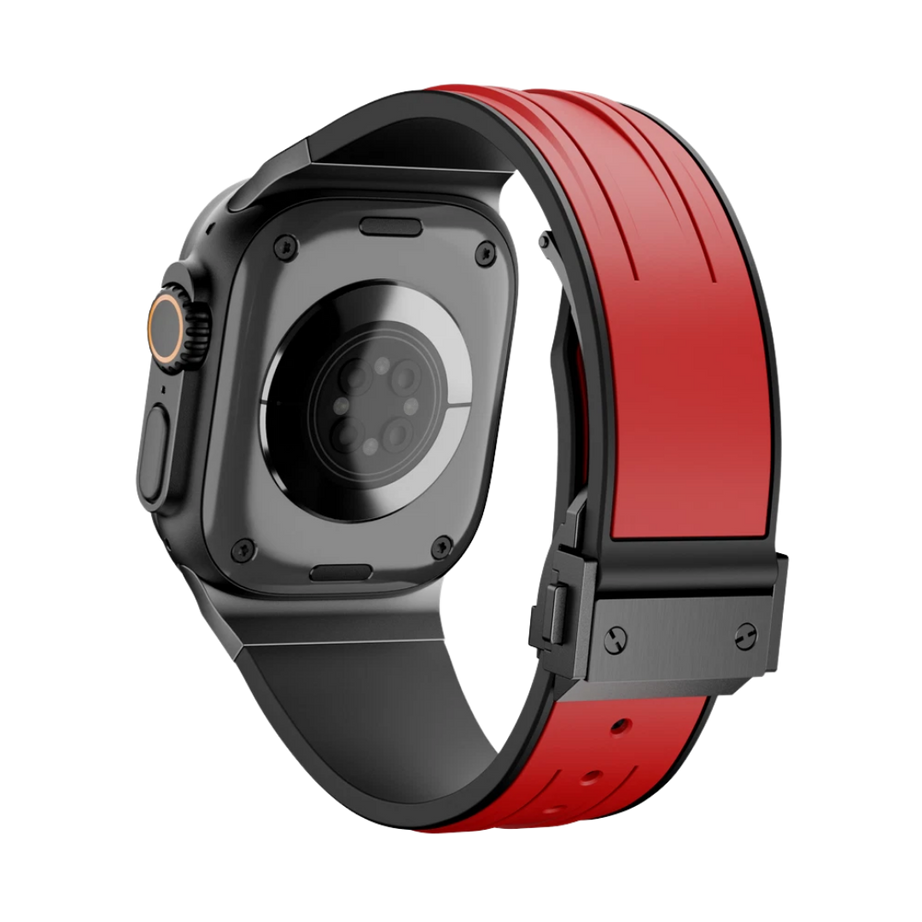 Red B Luxury Mechanical Slicone Sports Band By Shopyholy Compatible For Apple Watch