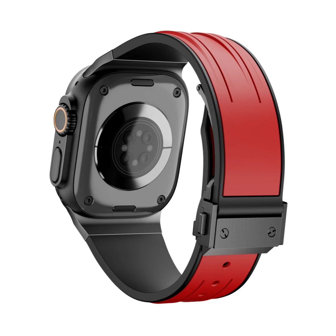 Red B Luxury Mechanical Slicone Sports Band By Shopyholy Compatible For Apple Watch