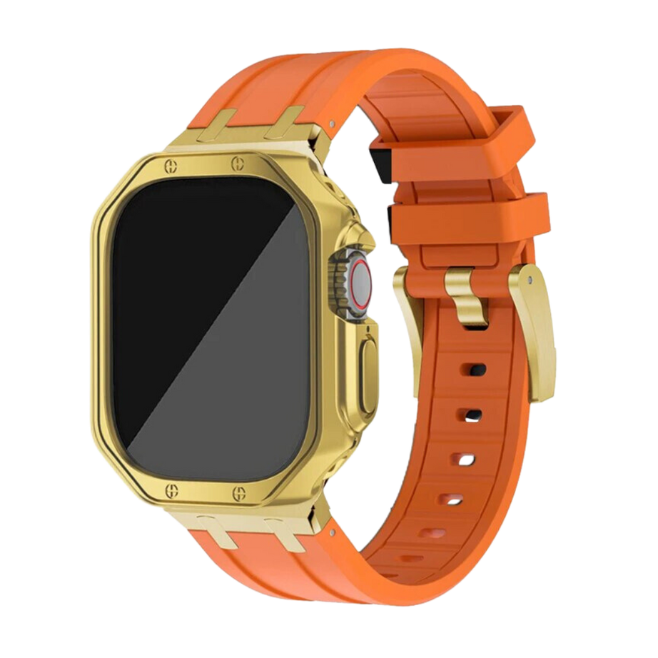 Orange RS Luxury AP Style Sports Bands with TPU Case By Shopyholy Comaptible For iWatch