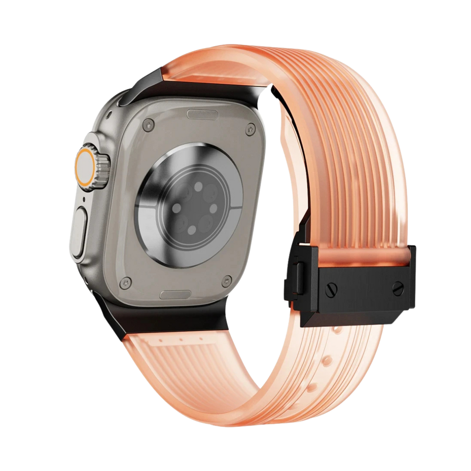 Orange Transparent B Luxury Hublot Style Band By Shopyholy Compatible For Apple Watch