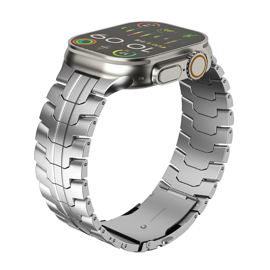 Silver Luxury Wingtip Titanium Metal Straps By Shopyholy Compatible For iWatch