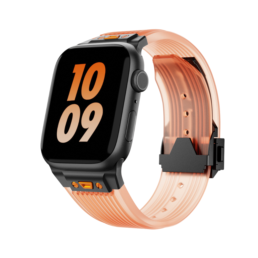 Orange Transparent B Luxury Hublot Style Band By Shopyholy Compatible For Apple Watch