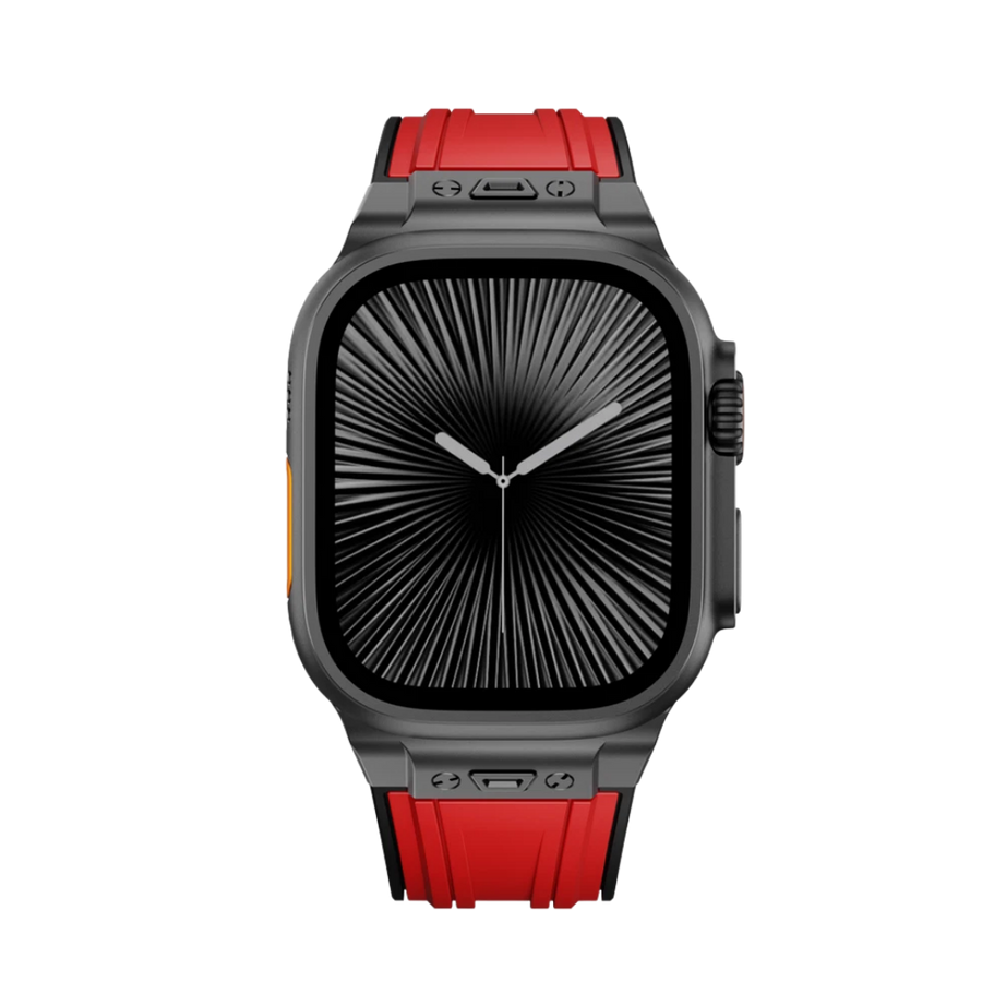 Red B Luxury Mechanical Slicone Sports Band By Shopyholy Compatible For Apple Watch