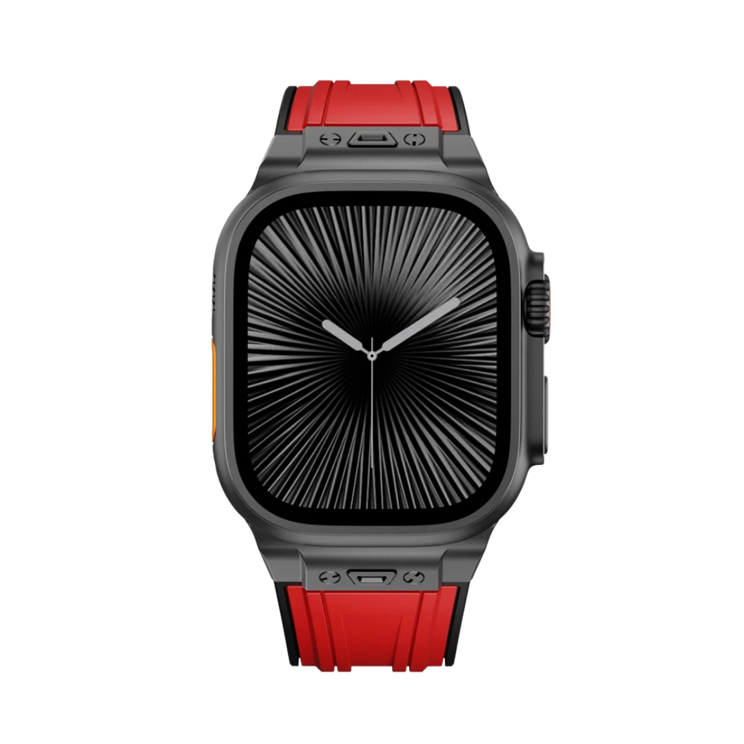 Red B Luxury Mechanical Slicone Sports Band By Shopyholy Compatible For Apple Watch