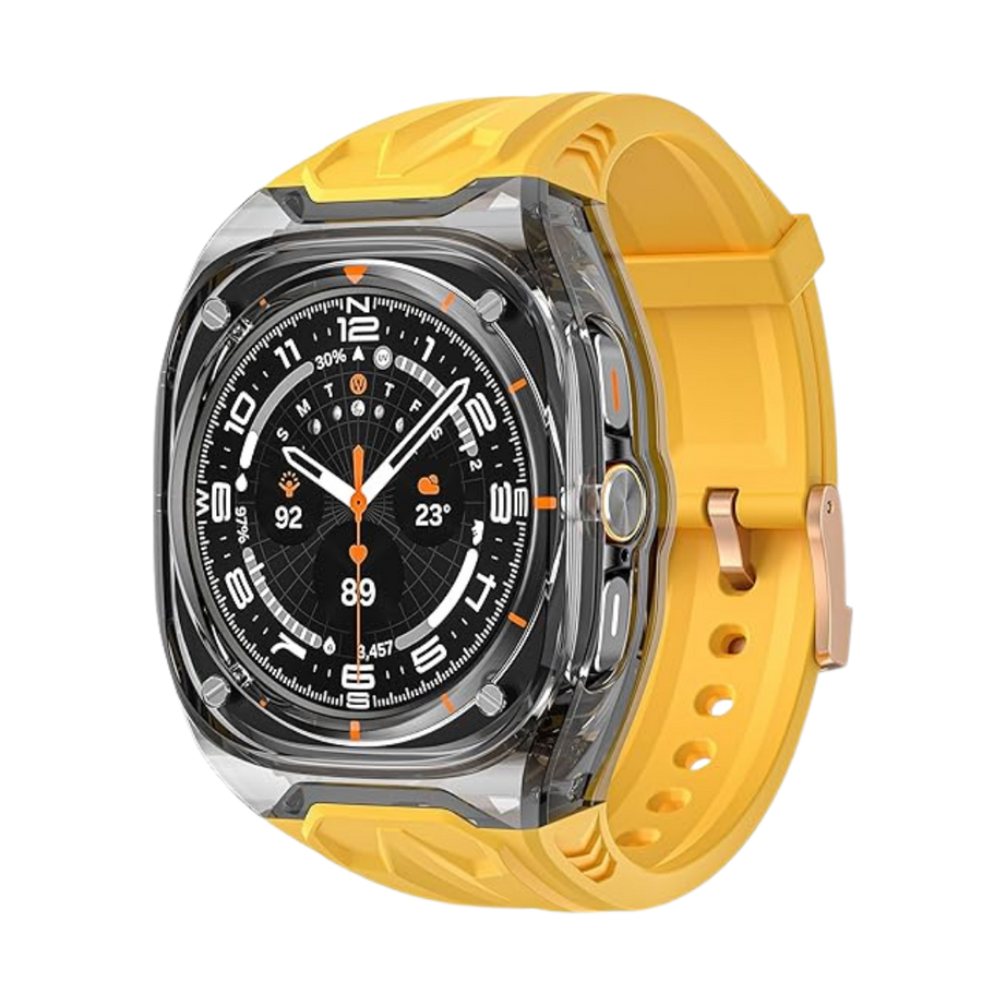 Yellow B Transparent Rugged Case with Silicone Band for Samsung Galaxy Watch Ultra 47mm