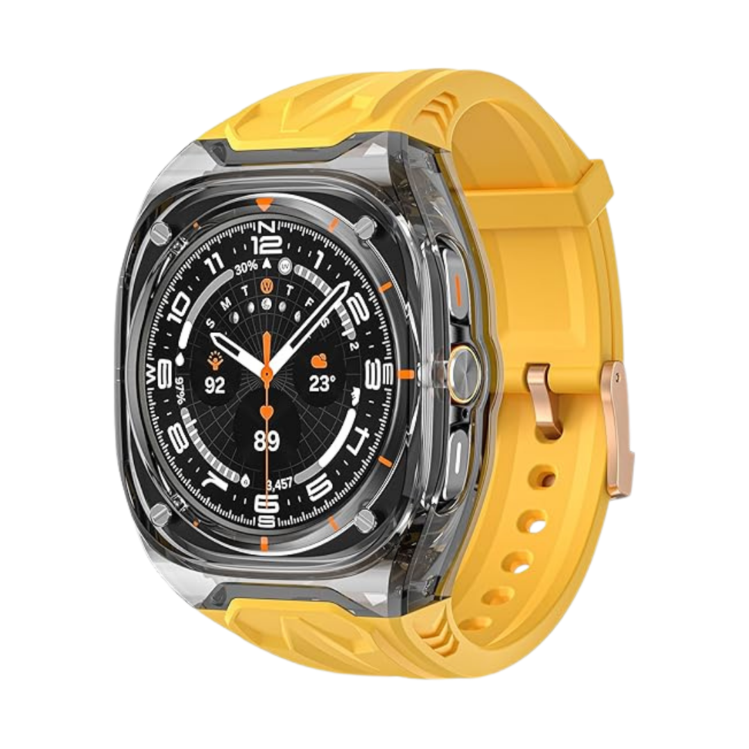 Yellow B Transparent Rugged Case with Silicone Band for Samsung Galaxy Watch Ultra 47mm
