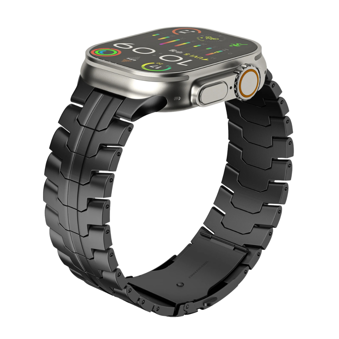 Black Luxury Wingtip Titanium Metal Straps By Shopyholy Compatible For iWatch