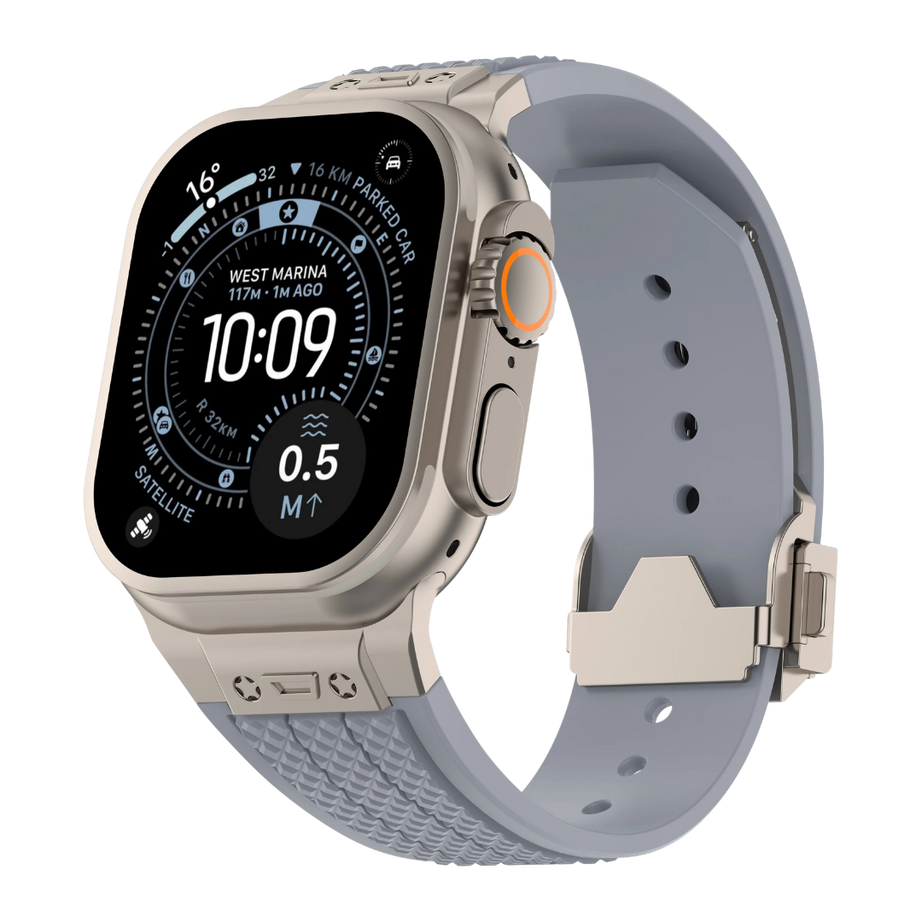 Grey Luxury Hublot Design Silicone Straps By Shopyholy Compatible For Apple Watch