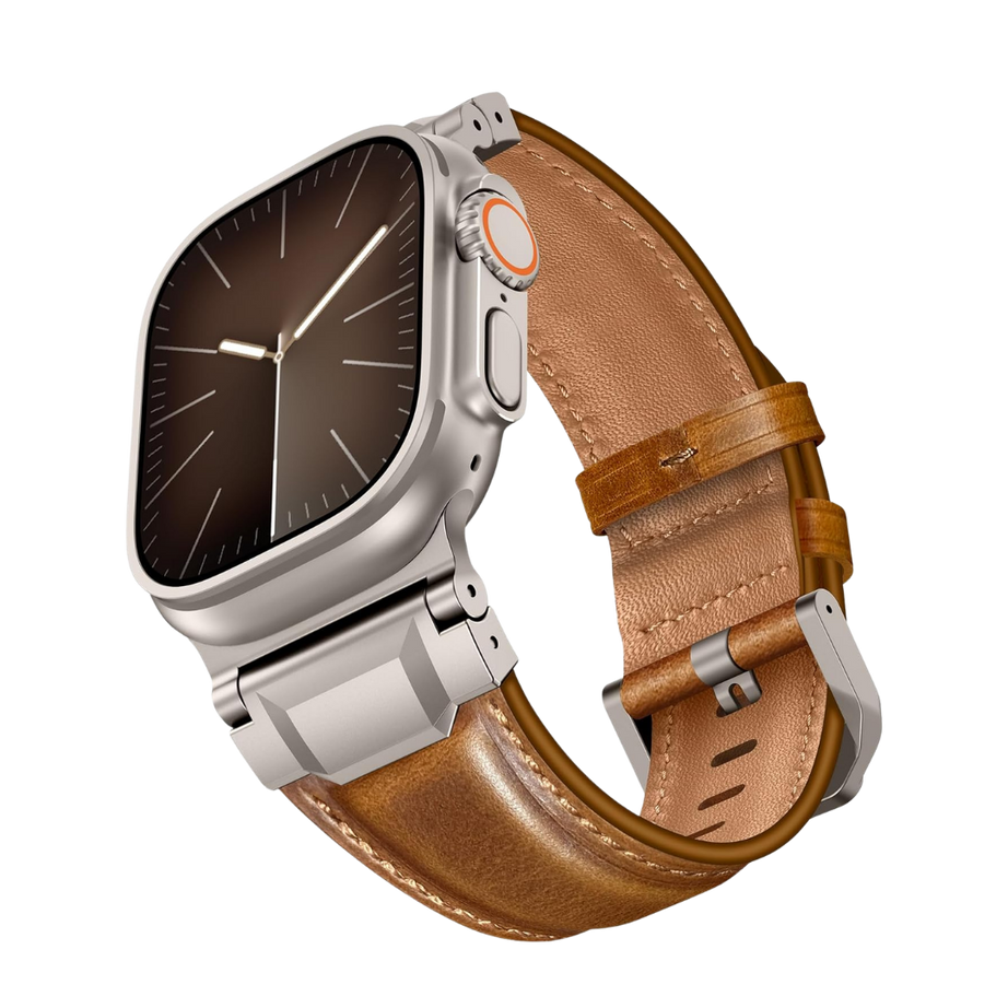 Brown Luxury Cavallo Leather Straps By Shopyholy Compatible For Apple Watch