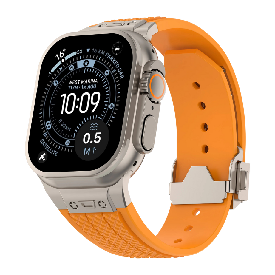 Orange Luxury Hublot Design Silicone Straps By Shopyholy Compatible For Apple Watch