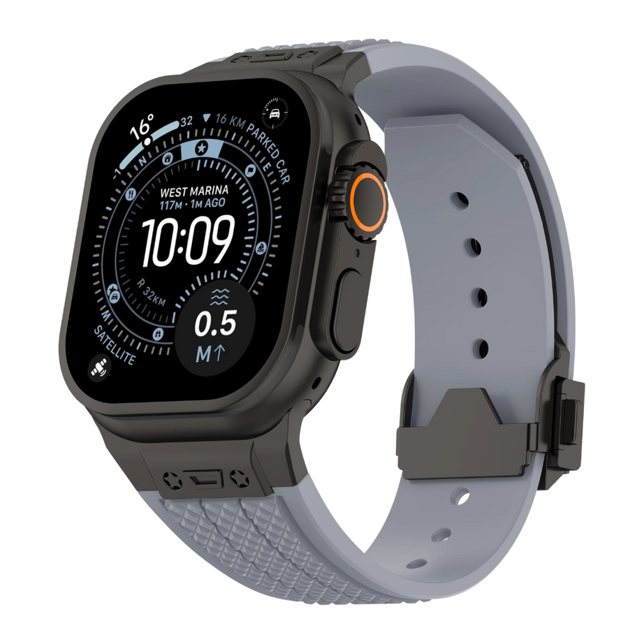 Grey B Luxury Hublot Design Silicone Straps By Shopyholy Compatible For Apple Watch