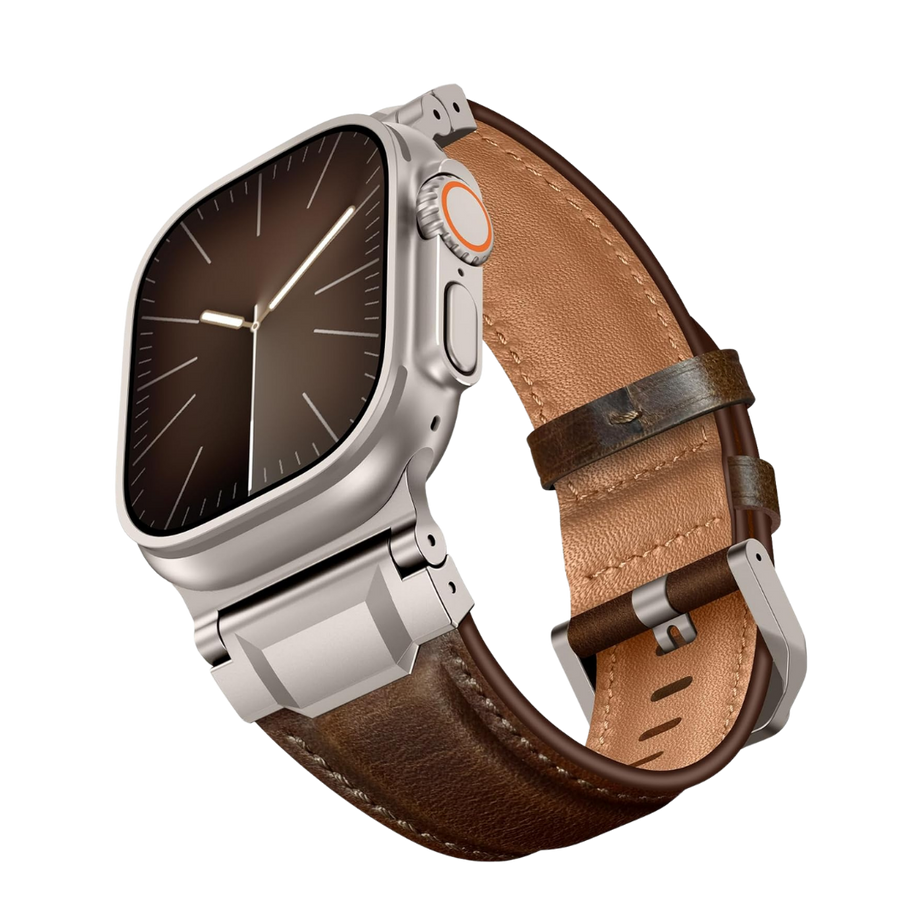 Coffee Dark Brown Luxury Cavallo Leather Straps By Shopyholy Compatible For Apple Watch