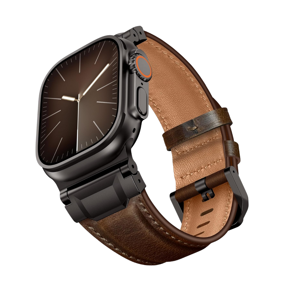 Coffee Dark Brown B Luxury Cavallo Leather Straps By Shopyholy Compatible For Apple Watch