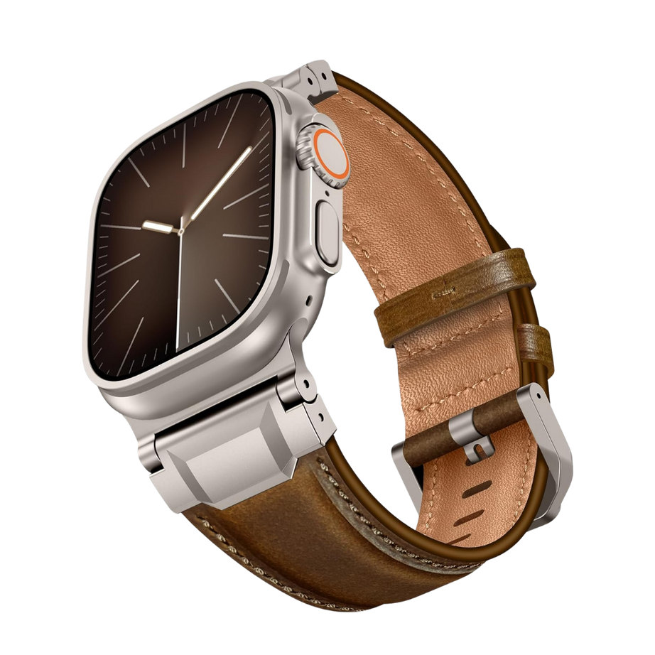 Dark Brown Luxury Cavallo Leather Straps By Shopyholy Compatible For Apple Watch
