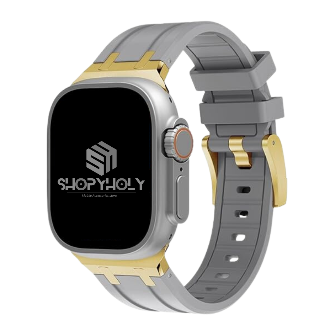 Grey Rose Gold Luxury G-Shock Edition Sports Bands By Shopyholy Comaptible For iWatch