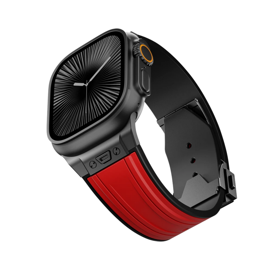 Red B Luxury Mechanical Slicone Sports Band By Shopyholy Compatible For Apple Watch