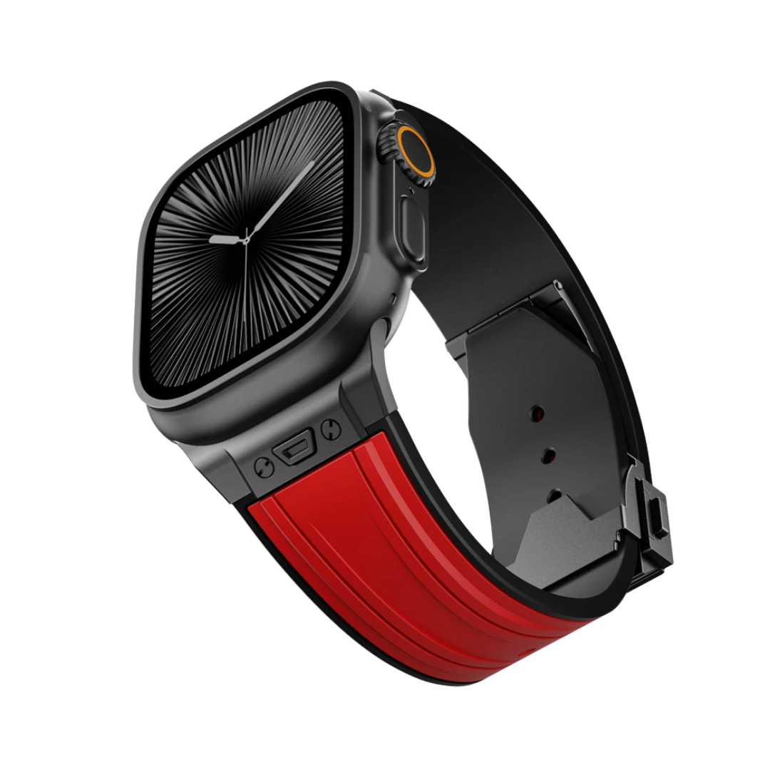 Red B Luxury Mechanical Slicone Sports Band By Shopyholy Compatible For Apple Watch