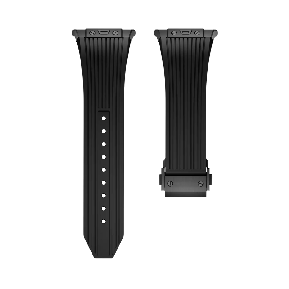 Full Black Luxury Galaxy Watch Ultra 47mm Silicone Band with Folding Clasp