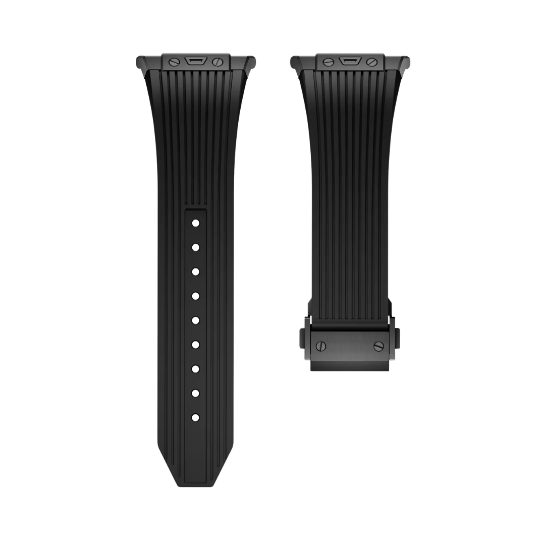 Full Black Luxury Galaxy Watch Ultra 47mm Silicone Band with Folding Clasp