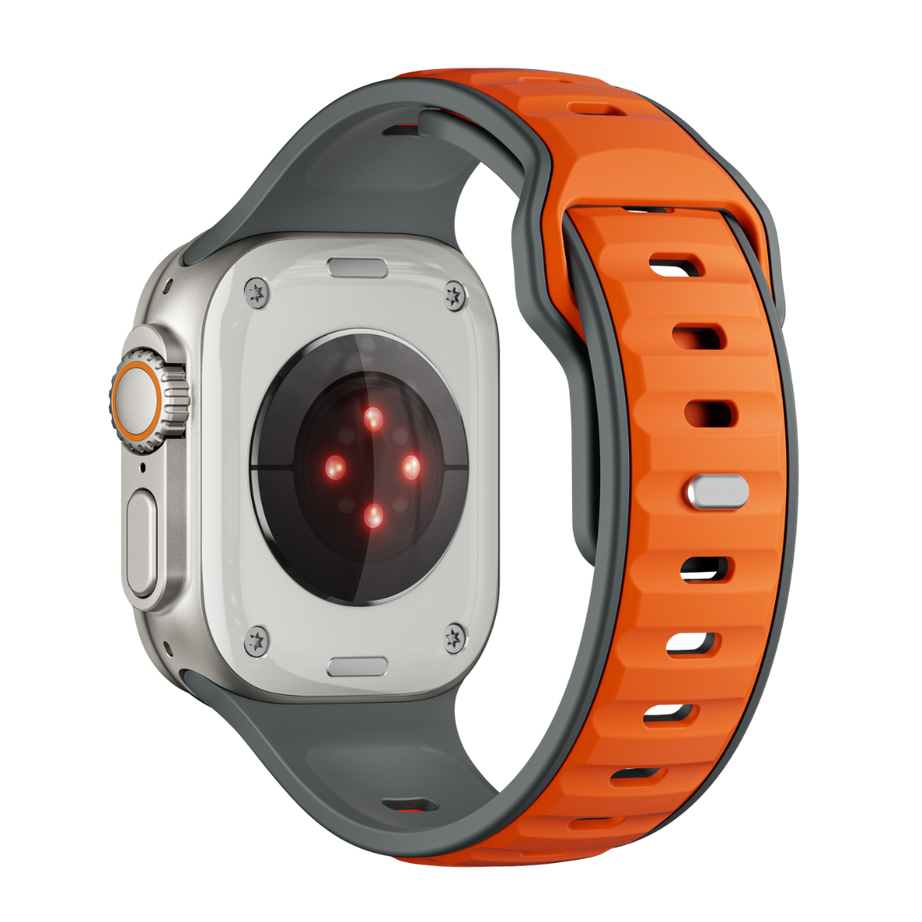 Grey Orange Premium Aspro Silicone Sports Bands By Shopyholy Compatible For Apple Watch