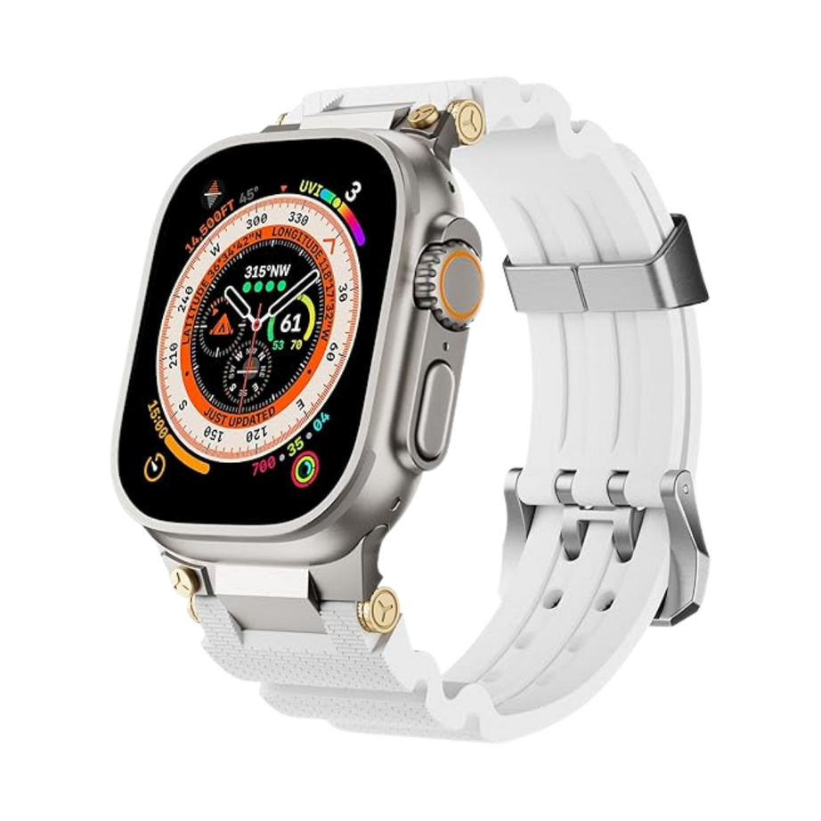 White Luxury Veltrix Silicone Straps By Shopyholy Compatible For Apple Watch