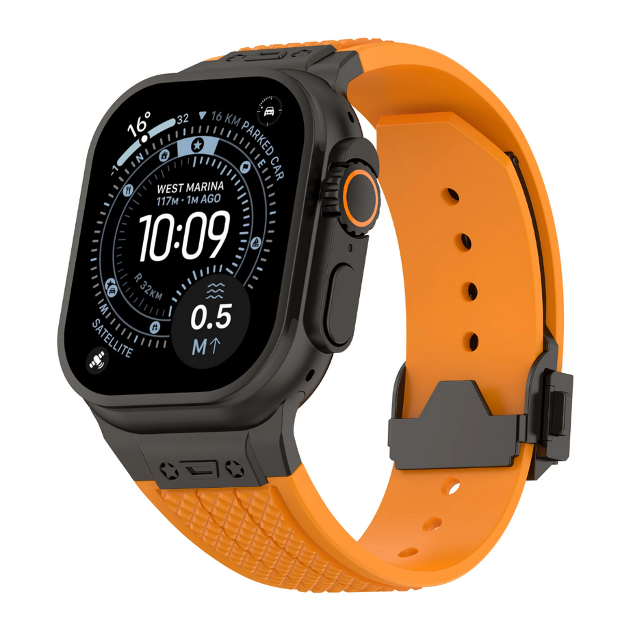 Orange B Luxury Hublot Design Silicone Straps By Shopyholy Compatible For Apple Watch
