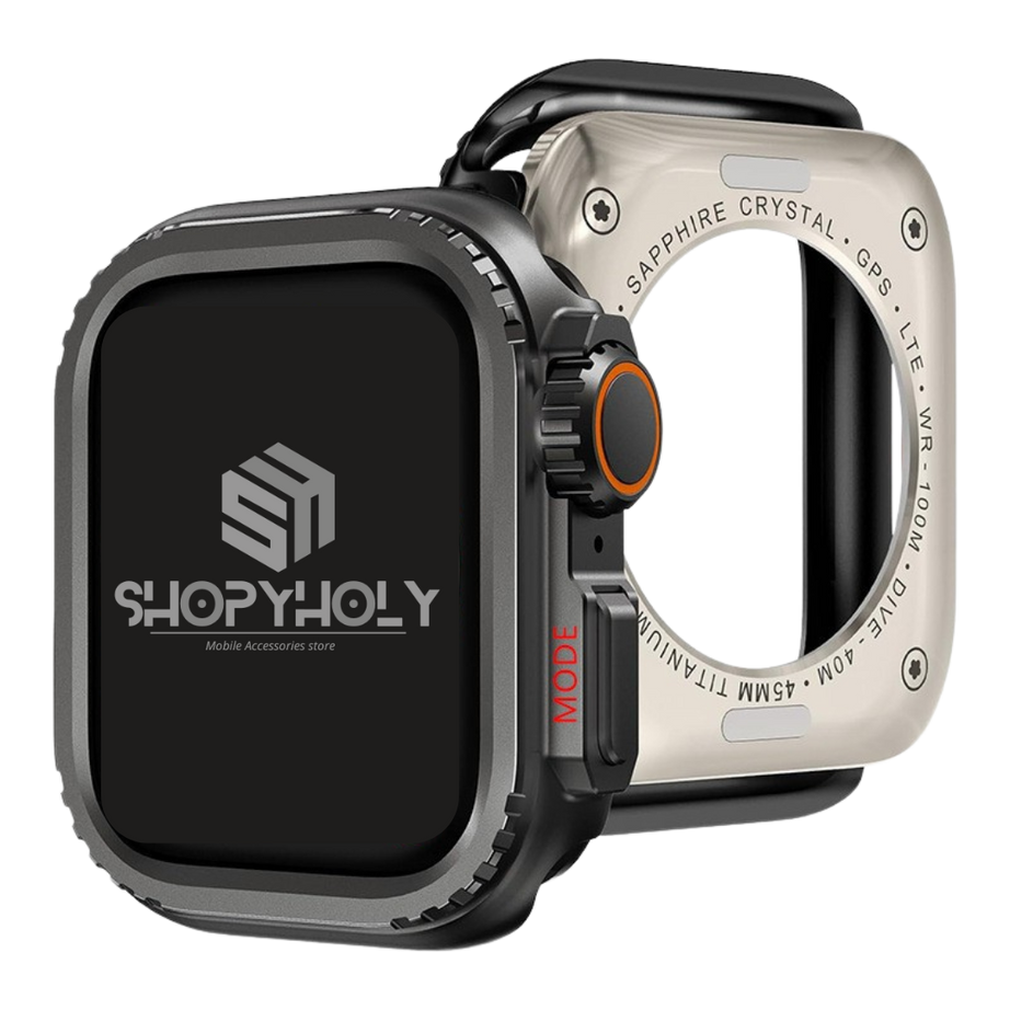 Black Luxury Change To Ultra Metal Case By Shopyholy Compatible For Apple Watch