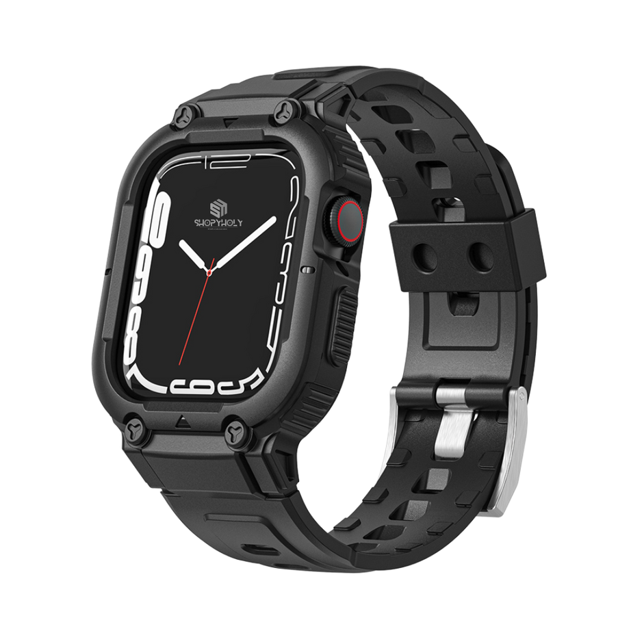 Black Sporty TPU Case Band By Shopyholy Compatible For iWatch