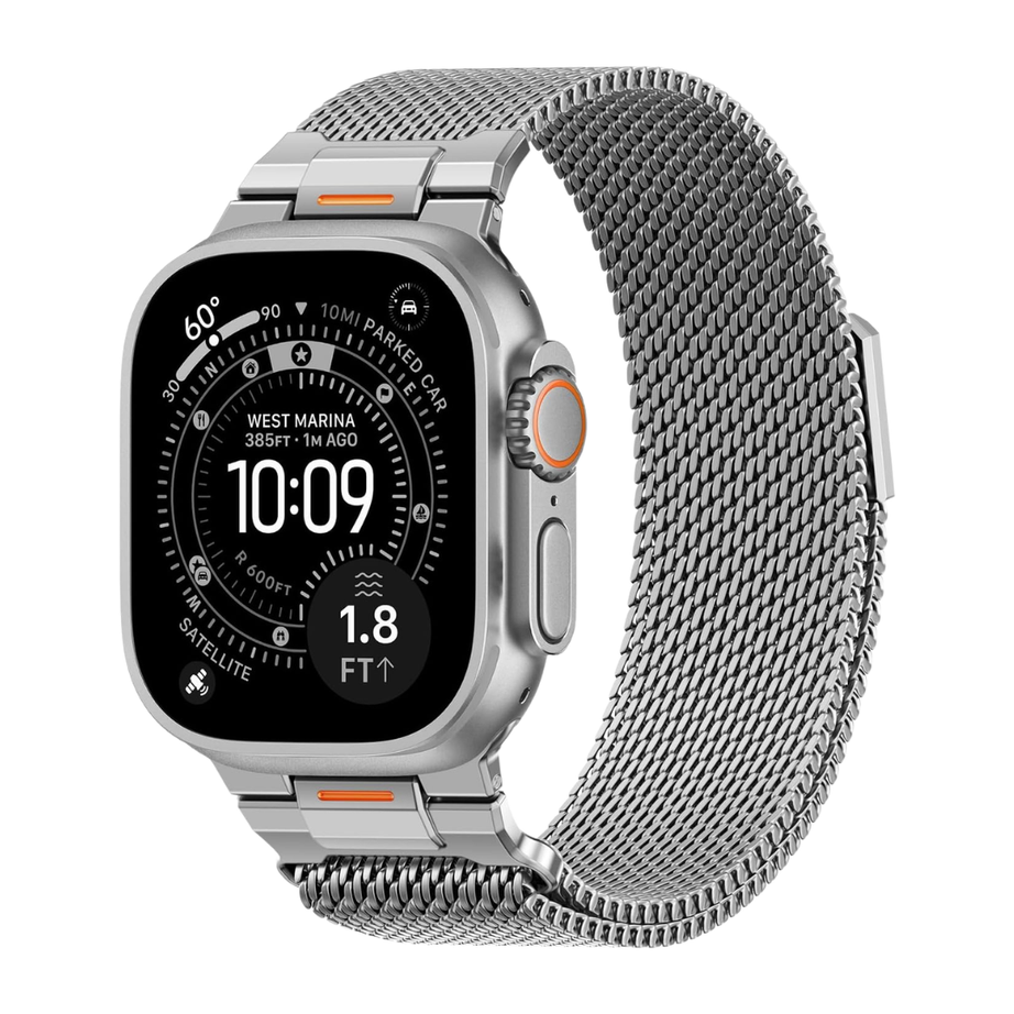 Silver Luxury Strato Milanese Loop By Shopyholy Compatible For Apple Watch