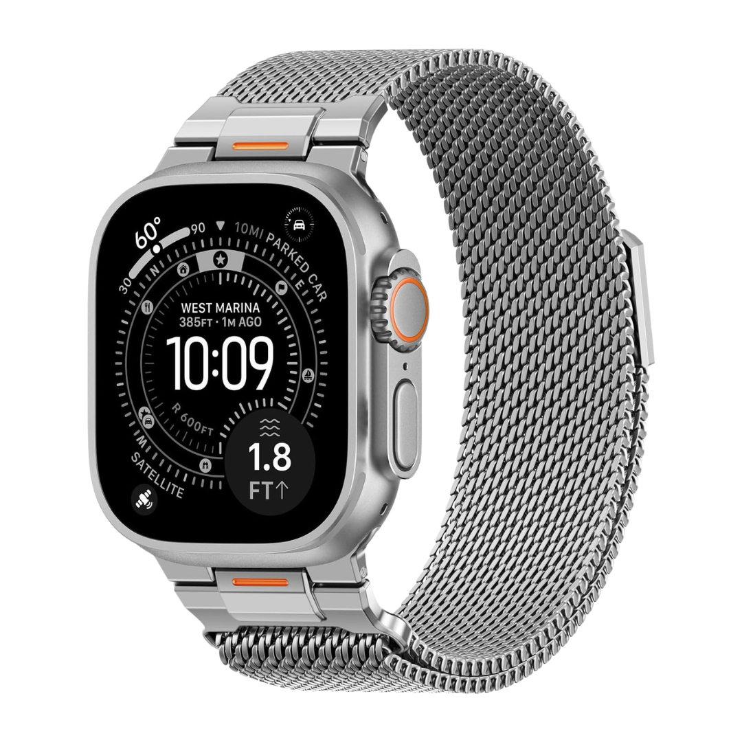 Silver Luxury Strato Milanese Loop By Shopyholy Compatible For Apple Watch