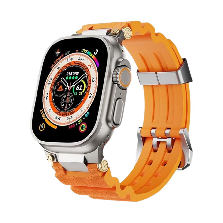Orange Luxury Veltrix Silicone Straps By Shopyholy Compatible For Apple Watch