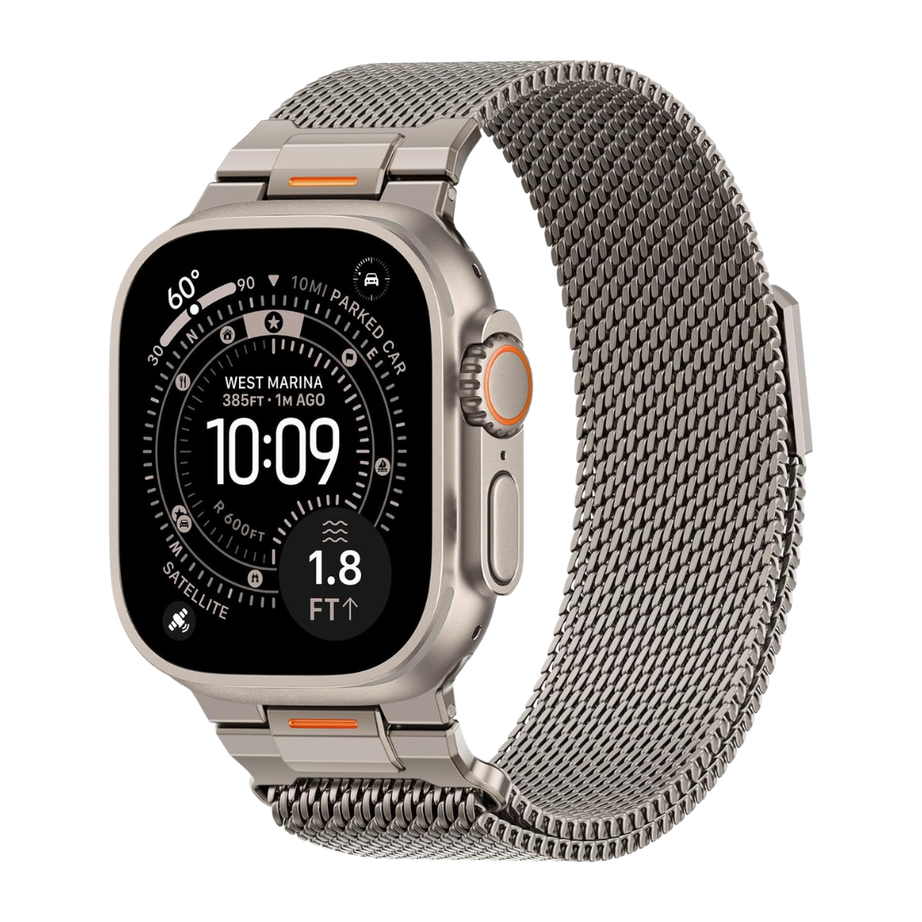Titanium Luxury Strato Milanese Loop By Shopyholy Compatible For Apple Watch