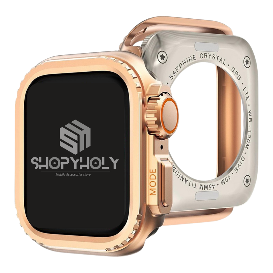 Rose Gold Luxury Change To Ultra Metal Case By Shopyholy Compatible For Apple Watch