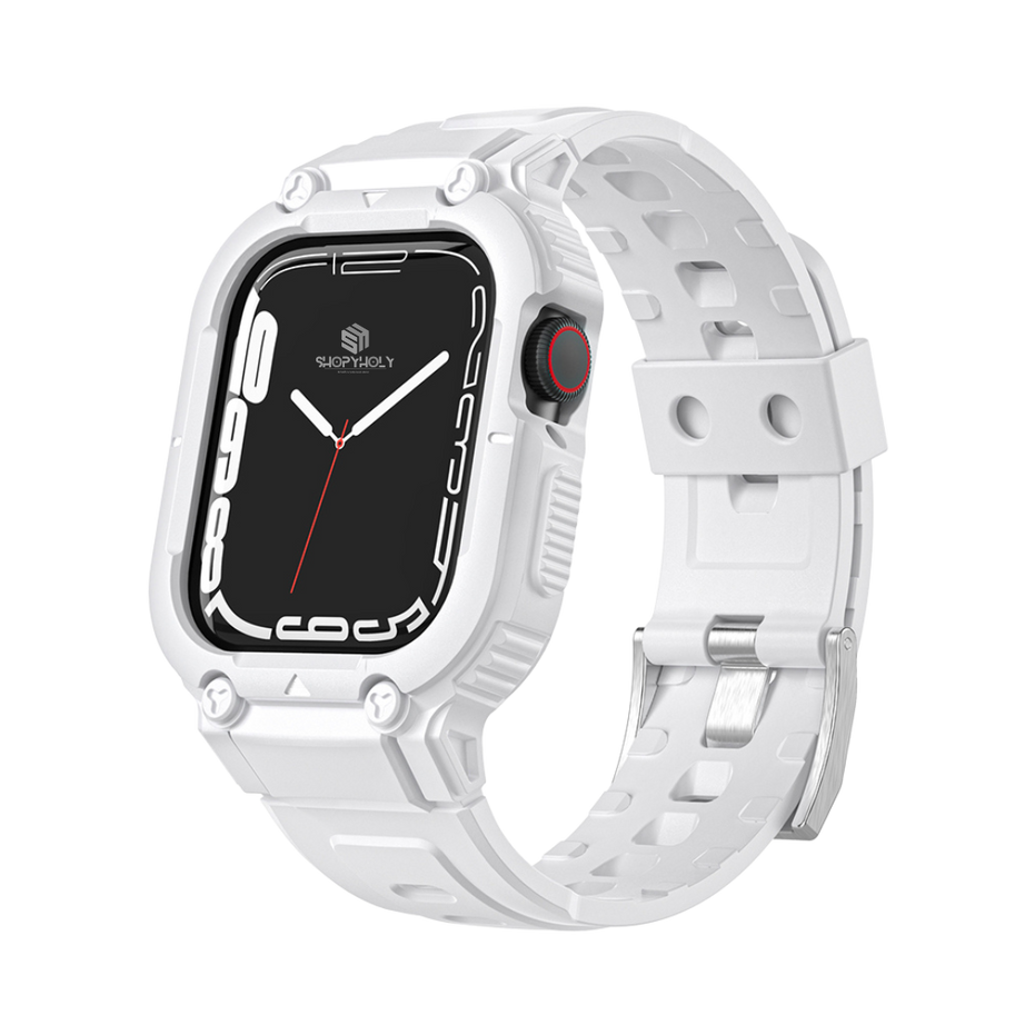 White Sporty TPU Case Band By Shopyholy Compatible For iWatch