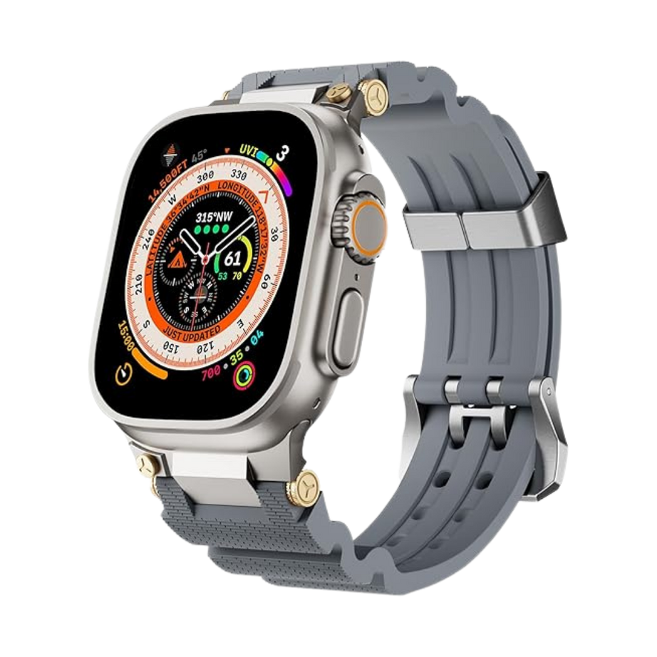 Grey Luxury Veltrix Silicone Straps By Shopyholy Compatible For Apple Watch